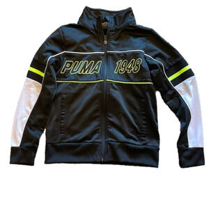 Puma Kids Black Size 6 Full Zip Sport Jacket.